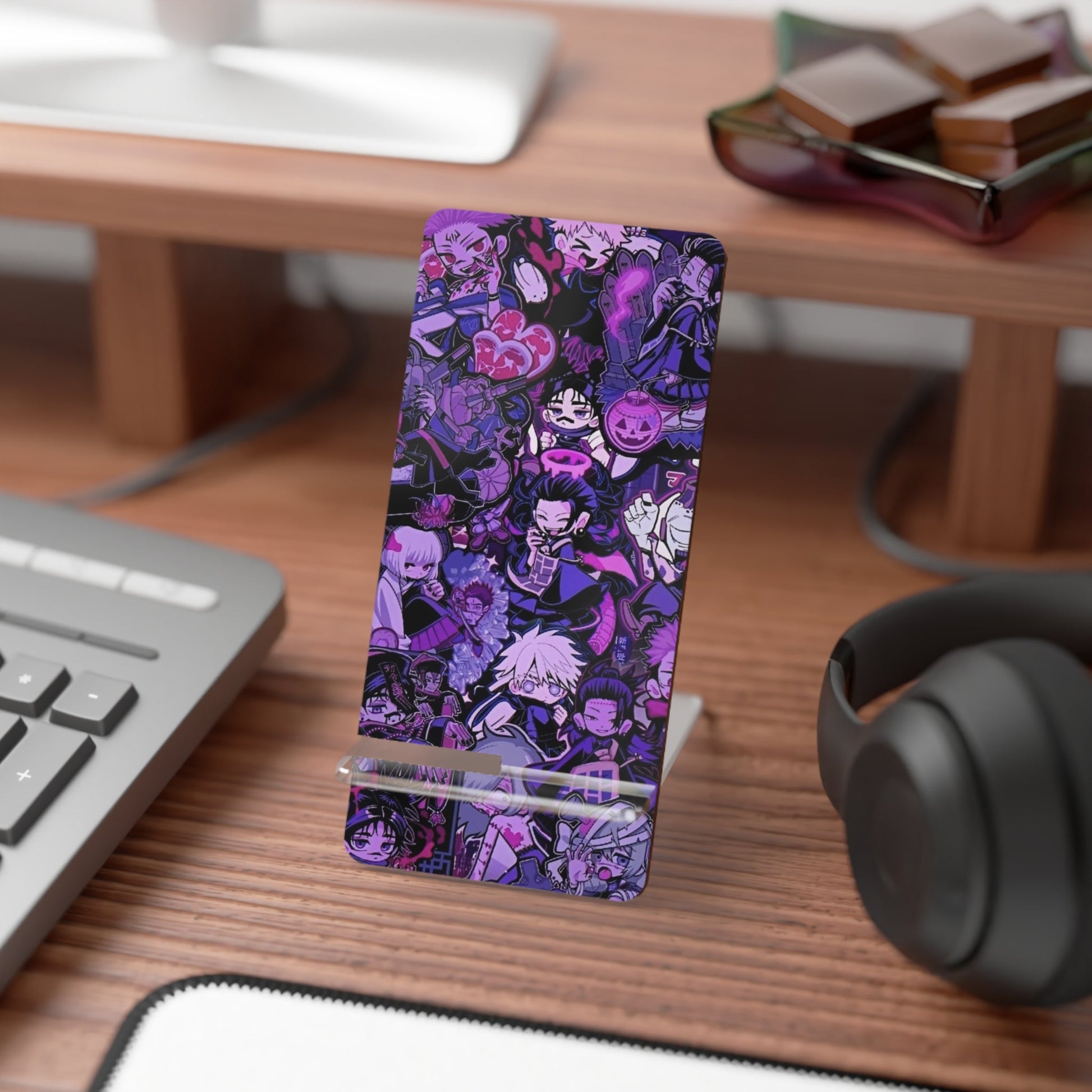 Purple Anime Collage Phone Stand — Decorative Mobile Display Holder - 6ix7even